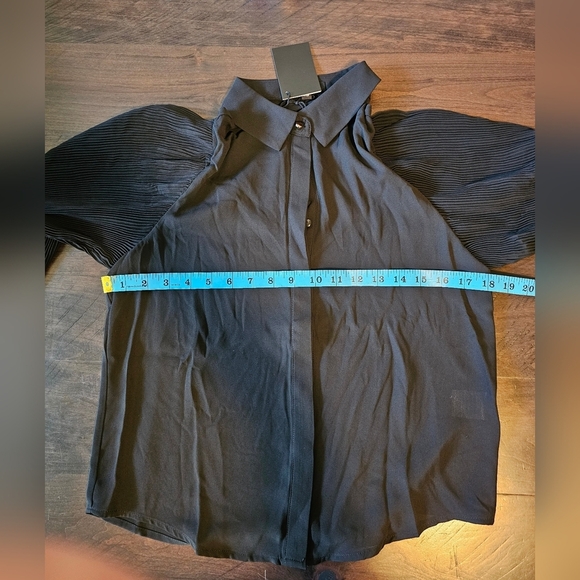 Area Stars Lee Blouse Pleated Puff Sleeve Button-Down Top, Black, Size XS NWT - Picture 4 of 13